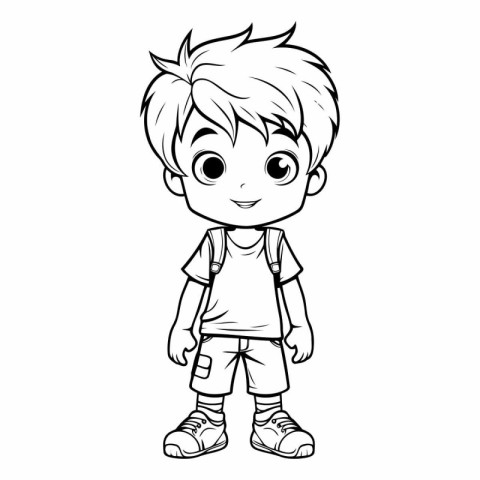 Cute Little Boy Cartoon Mascot Character Vector Illustration.