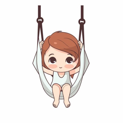 cute little girl in hammock isolated icon vector illustration de