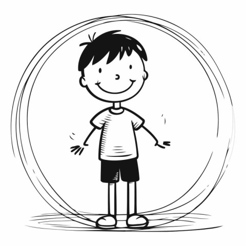 Vector illustration of a little boy in a t-shirt and shorts