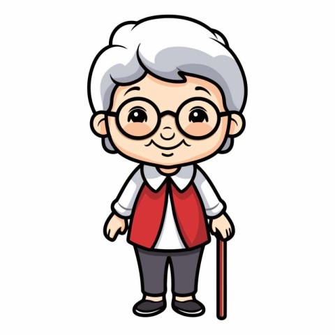 Grandmother Cartoon Character Vector Illustration. Isolated On W