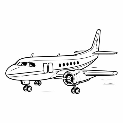 Airplane icon. Hand drawn illustration of airplane vector icon f