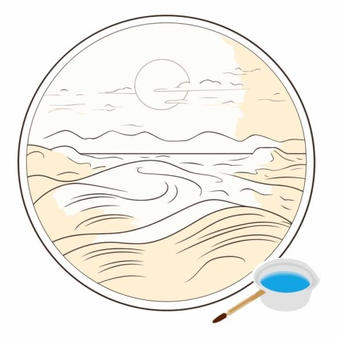 Beach in the form of a circle for your design