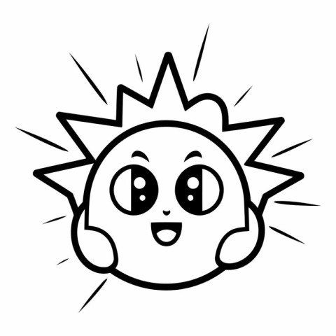 cute happy sun kawaii character vector illustration designiconic