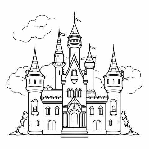 Castle of fairytale design. Magic fantasy fairytale childhood an