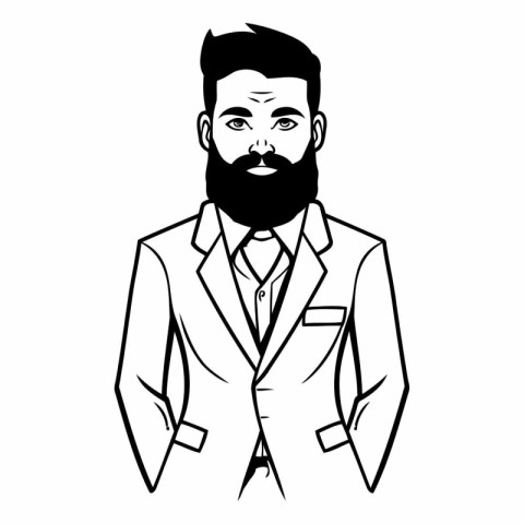 Hipster man cartoon in black and white vector illustration graph