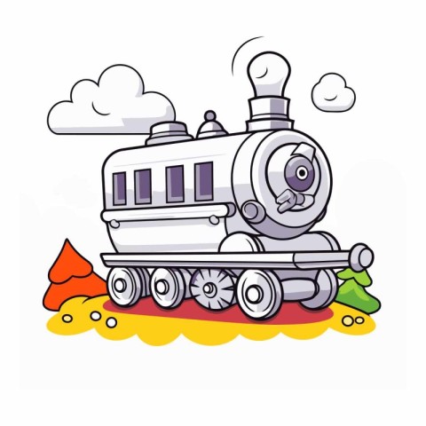 Cartoon Steam Locomotive for your design.