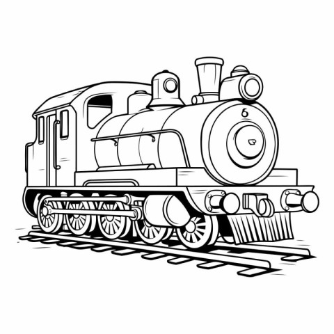 Vintage locomotive isolated on white background. EPS 10