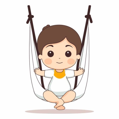 cute little girl sitting in hammock cartoon vector illustration