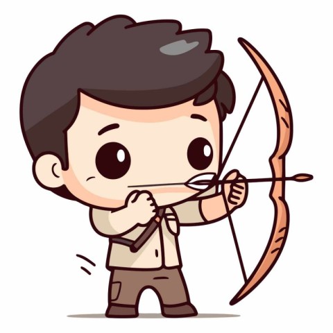 Cute boy with bow and arrow. Cute boy cartoon vector illustratio