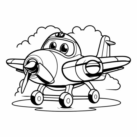 Vector illustration of Cartoon airplane on white background. Col