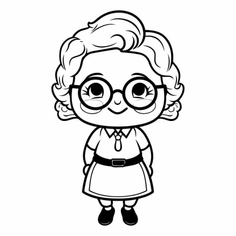 Coloring book for children: girl in school uniform (vector)