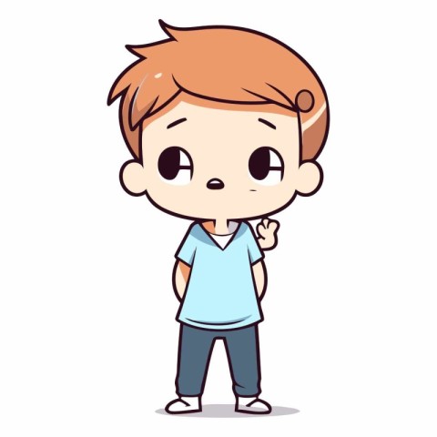 Cute little boy character design in cartoon style.