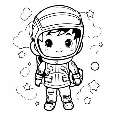 Coloring book for children: astronaut in space suit.