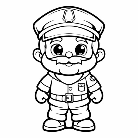 Black and White Cartoon Police Officer Mascot Character Vector I