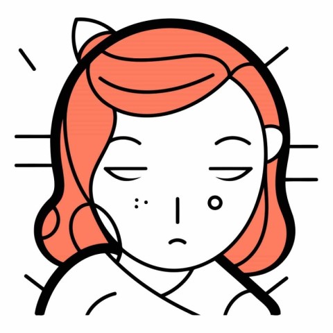 Illustration of a young woman suffering from a headache. migrain