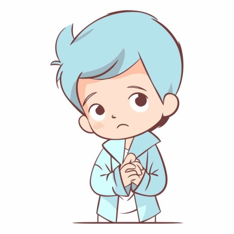 Cute little boy in pajamas. Vector cartoon illustration.