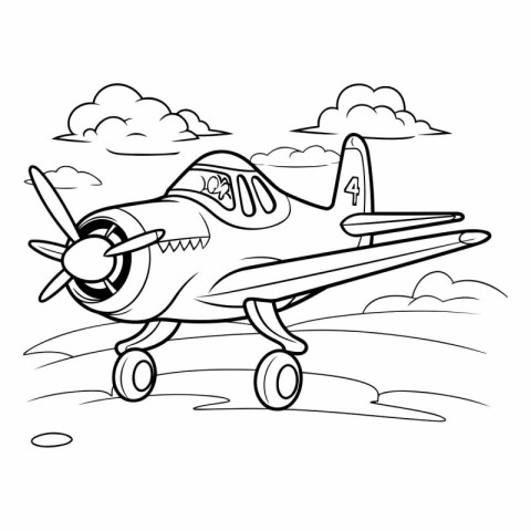 Cartoon airplane. Coloring book for children.