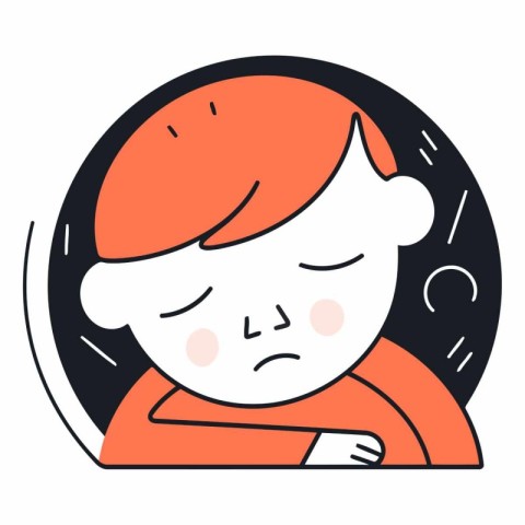 Illustration of a Boy Suffering From Headache. Flat Design