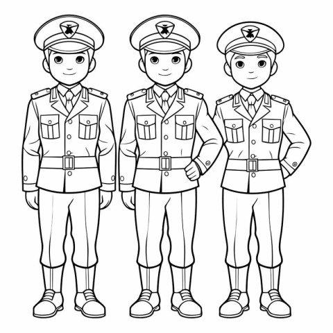 Coloring book for children - Policeman in uniform (vector)