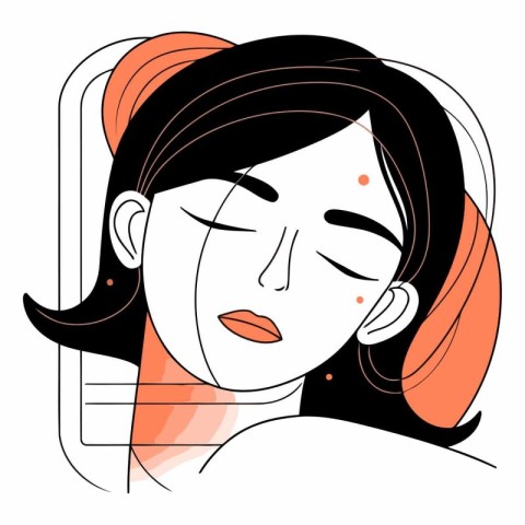 Illustration of a woman with closed eyes. Facial expressions.