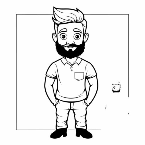 Hipster man cartoon in black and white vector illustration graph