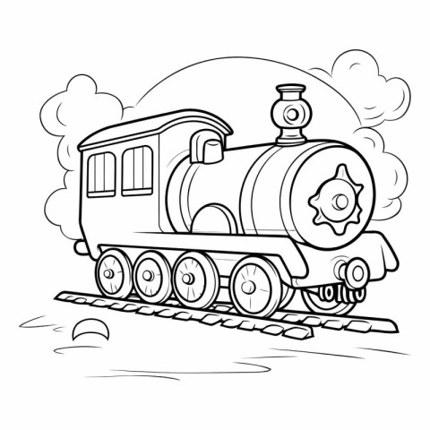 Steam locomotive. Coloring book for children.