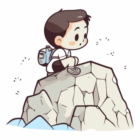 Boy climbing a rock of a boy climbing a rock.