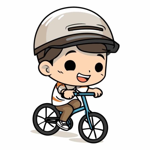 Boy riding bicycle - Cartoon vector illustration of a boy riding