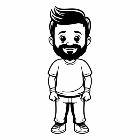 happy boy with beard cartoon vector illustration graphic design