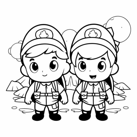 Coloring Page Outline Of a Boy and Girl Wearing Costume