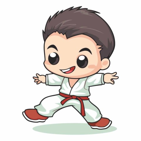 Karate boy cartoon character vector illustration design. Cartoon