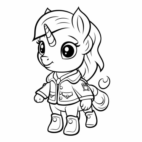 Coloring Page Outline Of a Cute Cartoon Unicorn Fantasy Characte