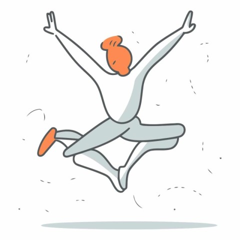 Illustration of a jumping woman of a jumping woman.