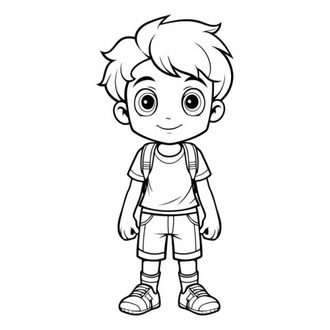 Vector illustration of Cute Little Boy Cartoon Character on whit