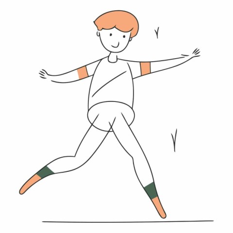 Vector illustration of a boy dancing ballet. Hand drawn flat sty