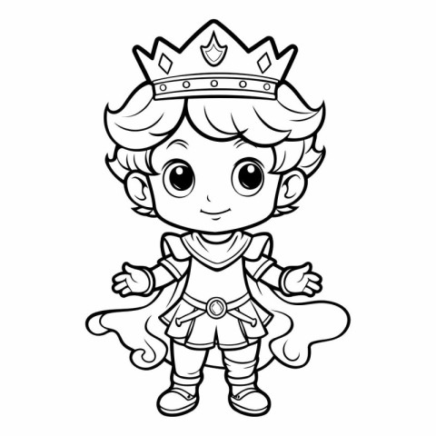 Coloring Page Outline Of a cartoon prince with a crown on his he