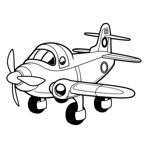 Airplane with propeller. Coloring book for children