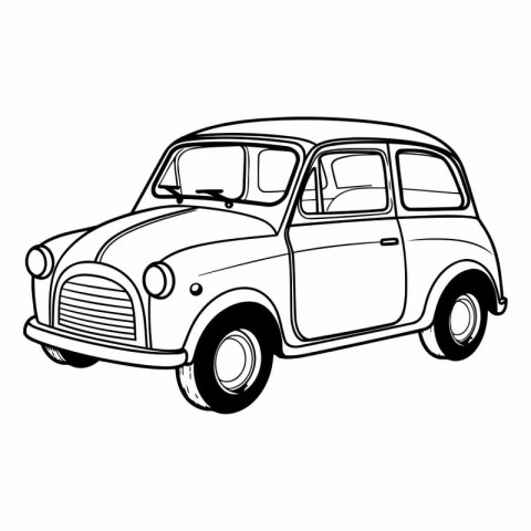 Retro car isolated on white background. Vector hand drawn illust