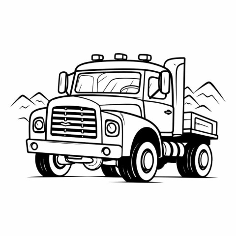 Vector illustration of a big truck. Coloring book for children.