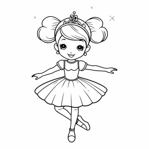 Cute little ballerina. Coloring page.