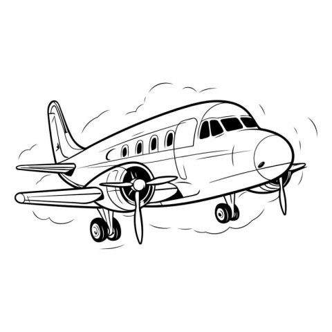 Airplane on white background of airplane in cartoon style.