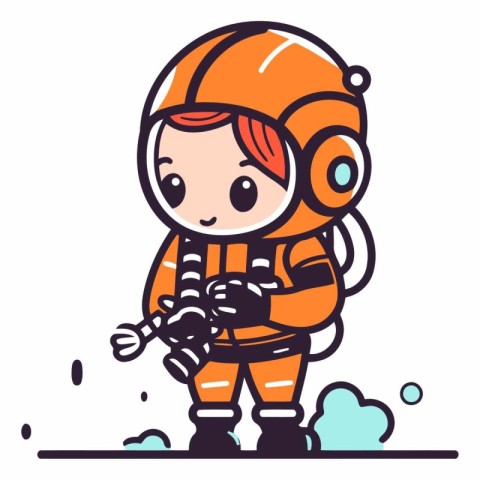 Cute little girl in space suit and helmet.