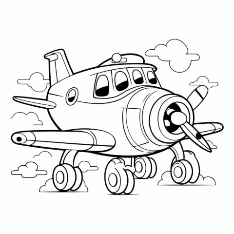 Cartoon airplane. Coloring book for kids.