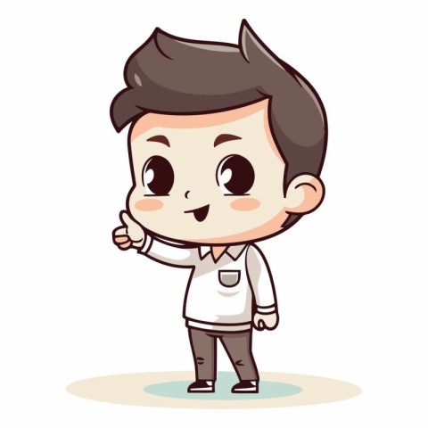 Cute boy giving thumbs up gesture. Vector cartoon character illu