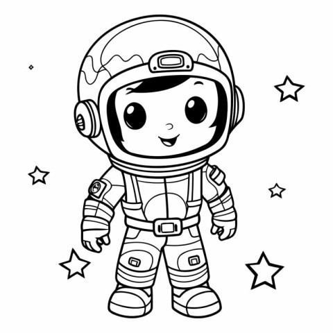 Coloring book for children: astronaut in space suit.