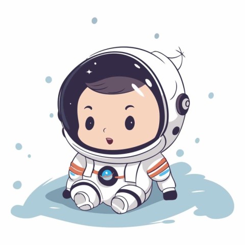 Cute little boy in astronaut costume on white background.