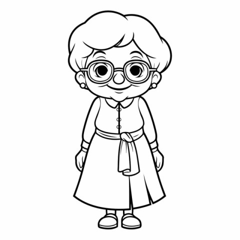 cute grandmother with eyeglasses and dress vector illustration g