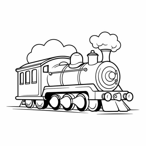 Steam locomotive isolated on white background in cartoon style