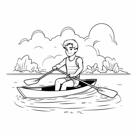 Man rowing in a boat on a lake.