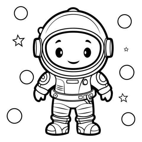 Coloring book for children: astronaut in space suit.